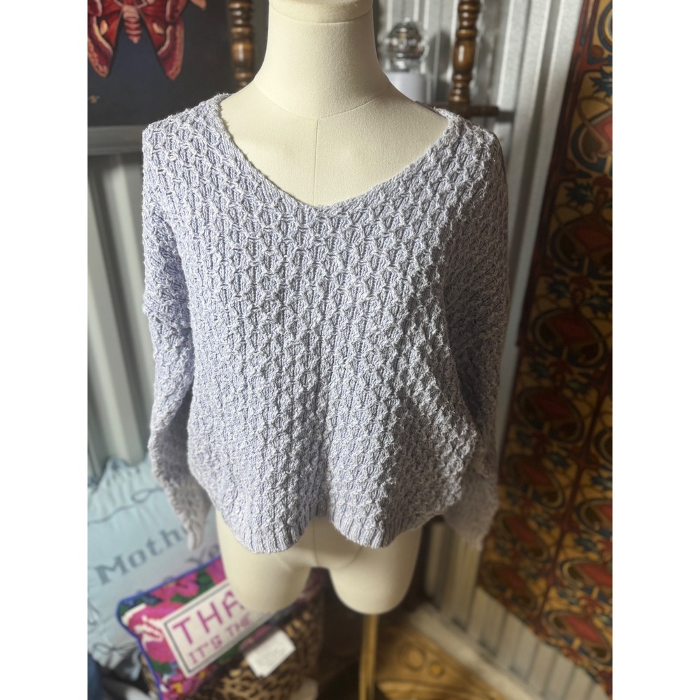 Pilcro and the Letterpress Sweater Womens Small Blue Knit V Neck Pullover